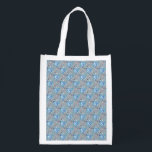 Modern gray and blue Holiday Snowflakes pattern Reusable Grocery Bag<br><div class="desc">Modern blue and white Holiday Snowflakes pattern on a gray backdrop. Need more? Check out other holiday designs at my store! Cheers! :)</div>