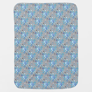 Modern gray and blue Holiday Snowflakes pattern Stroller Blanket