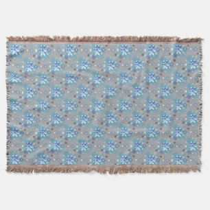 Modern gray and blue Holiday Snowflakes pattern Throw Blanket