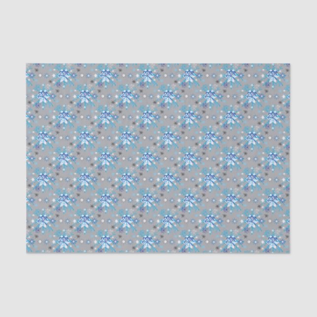 Modern gray and blue Holiday Snowflakes pattern Tissue Paper (Front)
