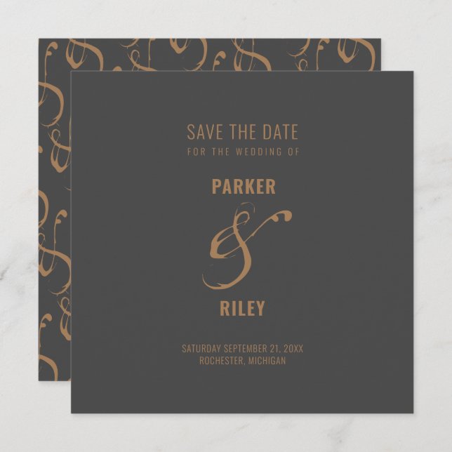Modern Gray and CopperAutumn Wedding Save The Date (Front/Back)