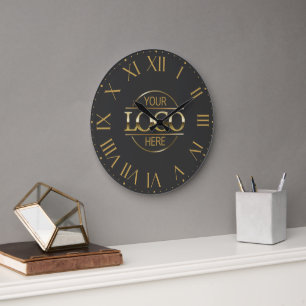 Modern Gray and Gold Branded Company Business Logo Large Clock