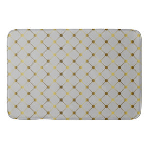 Modern Gray and Gold Dot Grid   Bath Mat