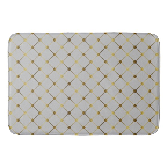 Modern Gray and Gold Dot Grid   Bath Mat (Front)