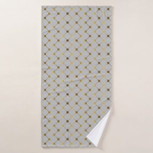 Modern Gray and Gold Dot Grid Bath Towel