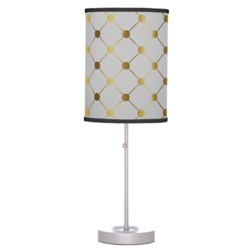 Modern Gray and Gold Dot Grid Table Lamp