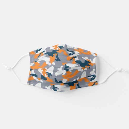 Modern Gray and Orange Camouflage Adult Cloth Face Mask
