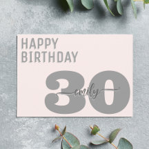 Modern Gray and Pink 30th Birthday