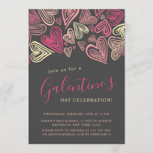 Modern Gray And Pink Galentine's Day Invitation