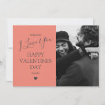 Modern Gray And Salmon Pink Photo Valentines Day Holiday Card