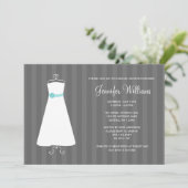 Modern Gray and Teal Gown Stripes Bridal Shower Invitation | Zazzle