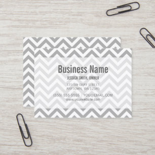 Modern Gray and White Chevron Pattern Business Card
