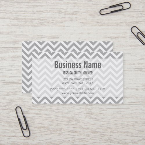 Modern Gray and White Chevron Pattern Business Card Template