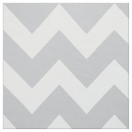 Modern Gray and White Chevron Stripes Patter Fabric