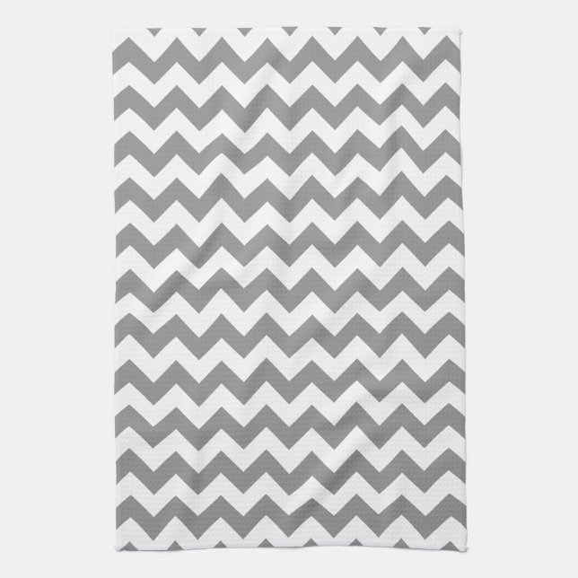 Modern Gray and White Chevron Zigzag Pattern Towel (Vertical)