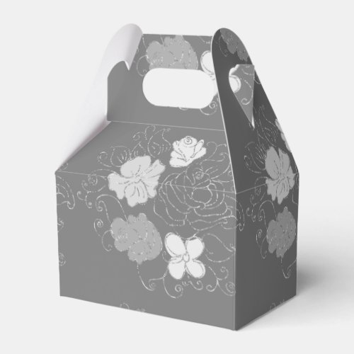 Modern Gray and White Floral Pattern  Favor Boxes