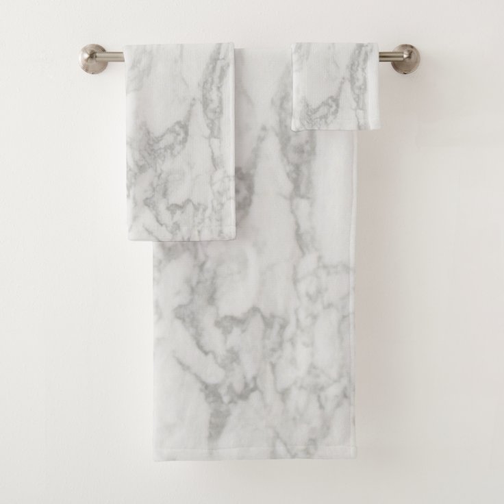 Modern Gray and White Marble Bath Towel Set Zazzle