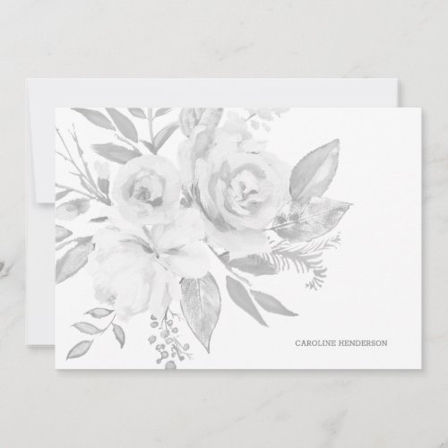 Modern Gray and White Monochromatic  Personalized Note Card