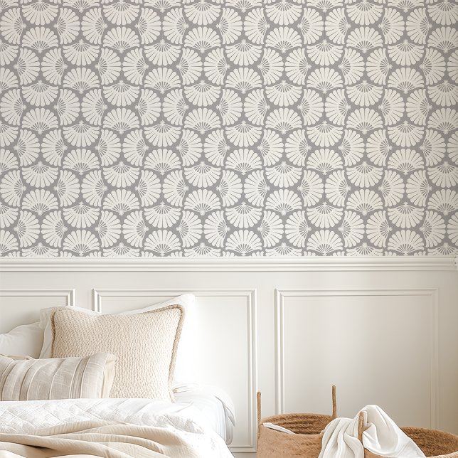 Modern Gray And White Ogee Palm Fan Wallpaper (Creator Uploaded)