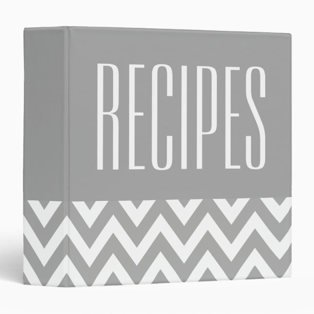 Modern Gray and White Recipe Binder (Front/Spine)