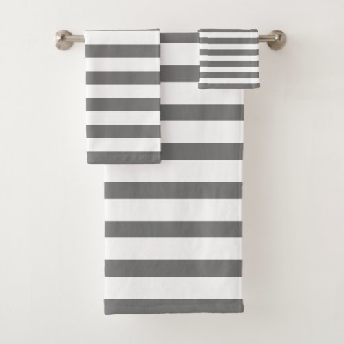 Modern Gray And White Striped Bath Towel Set