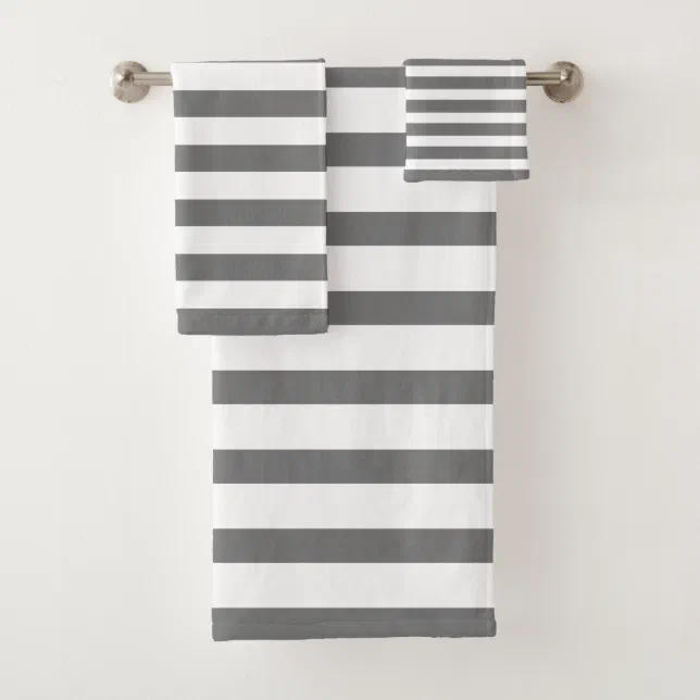 Modern Gray And White Striped Bath Towel Set Zazzle