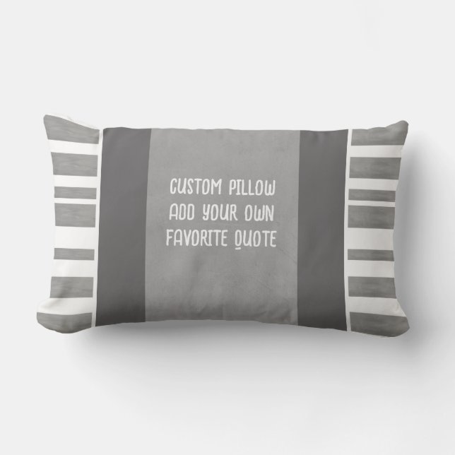 modern gray and white stripes add your text  lumbar pillow (Front)