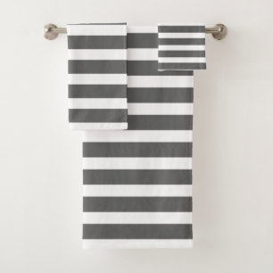 Modern Gray and White Stripes Bath Towel Set