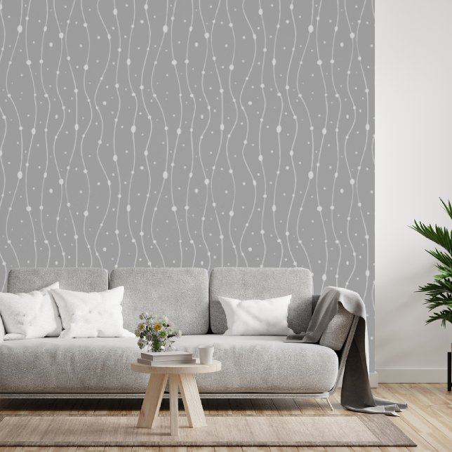 Modern Gray and White Wavy Lines and Dots  Wallpaper (Creator Uploaded)