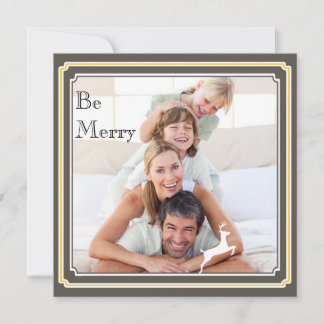 Modern Gray and Yellow Holiday Photo Card