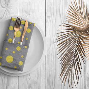 Modern Gray and Yellow Polka Dots Cloth Napkin