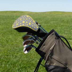 Modern Gray and Yellow Polka Dots Golf Head Cover