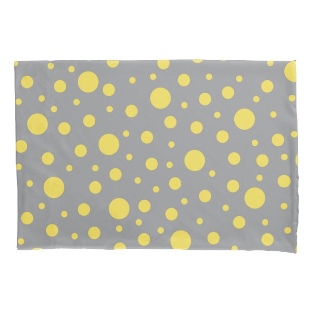 Modern Gray and Yellow Polka Dots Pillow Case (Front)