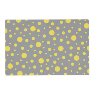 Modern Gray and Yellow Polka Dots Placemat