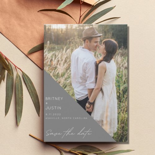 Modern Gray Arch Photo Wedding Save The Date