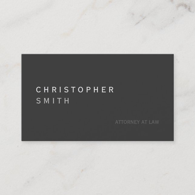 Modern Gray Attorney at Law Business Card (Front)