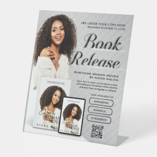 Modern Gray Author Flyer Book Launch Release Pedestal Sign