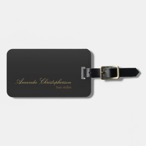 Modern Gray Background Script Gold Color Luggage Tag