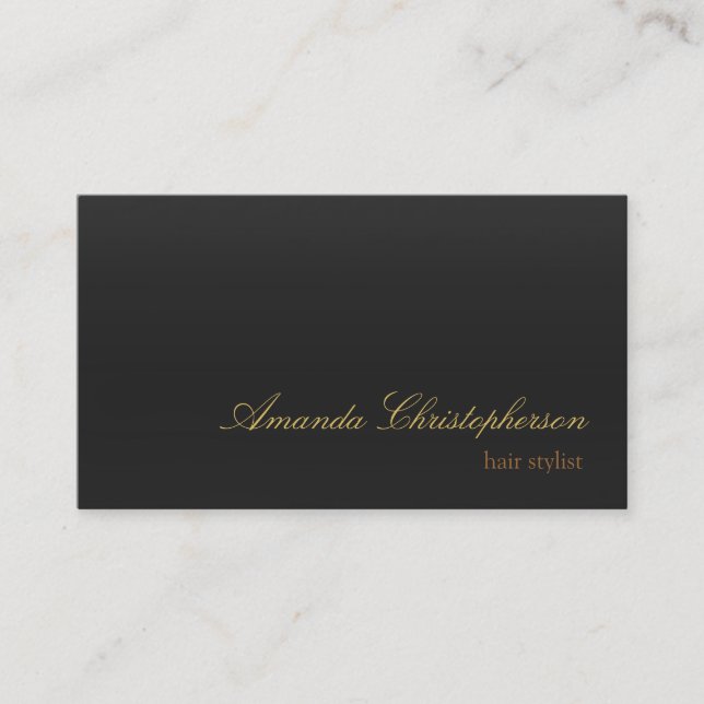 Modern Gray Background Script Hair Stylist Business Card (Front)