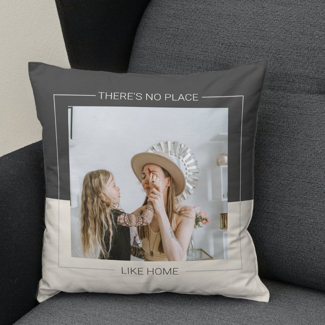 Modern Gray  & Beige | Family Photo | Home Gift Throw Pillow (Creator Uploaded)