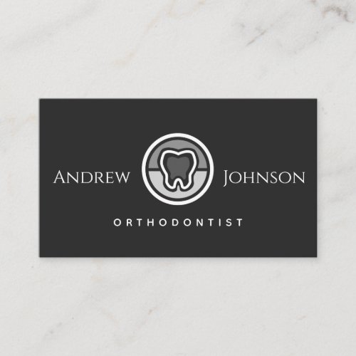 Modern Gray  Black Dentistry Orthodontist Tooth  Business Card
