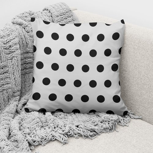 Modern Gray Black Polka Dots Pattern Throw Pillow