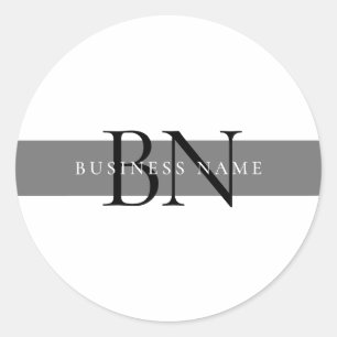 Modern Gray Black Professional Minimal Monogram Classic Round Sticker
