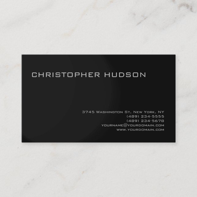 Modern Gray Black Simple Plain Business Card (Front)
