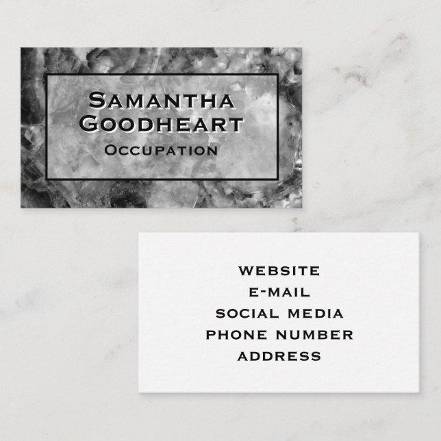 Modern gray black white granite marble stone  business card (Front/Back)