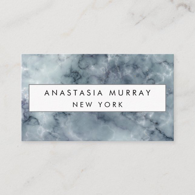 Modern Gray Black & White Marble Minimalist Luxury Business Card (Front)