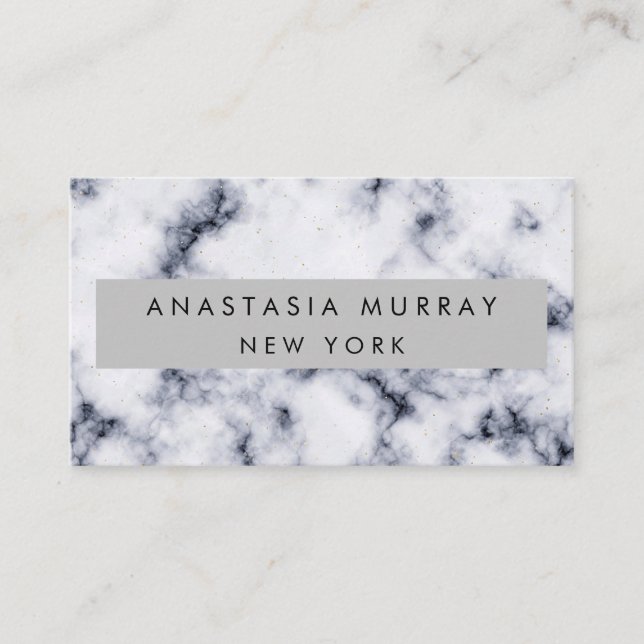 Modern Gray Black & White Marble Minimalist Luxury Business Card (Front)