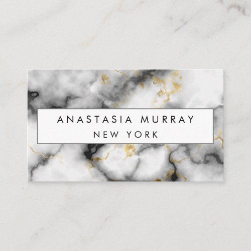 Modern Gray Black  White Marble Minimalist Luxury Business Card
