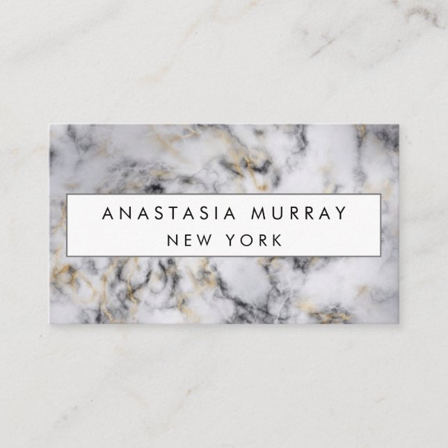 Modern Gray Black & White Marble Minimalist Luxury Business Card (Front)