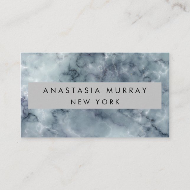 Modern Gray Black & White Marble Minimalist Luxury Business Card (Front)